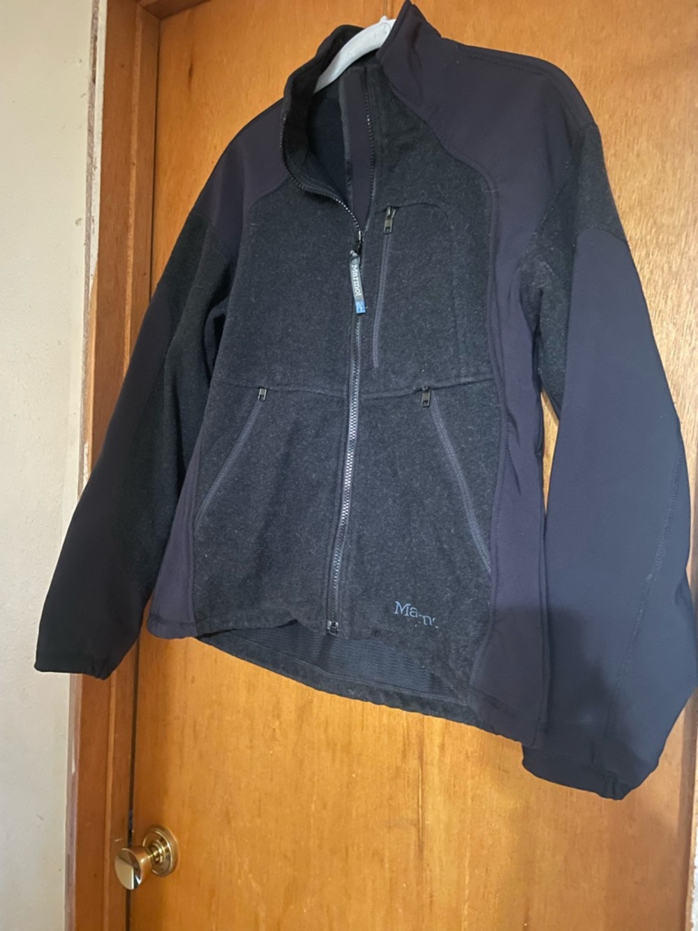 Womens Black Marmot Softshell Fleece Jacket - Full Zip wool